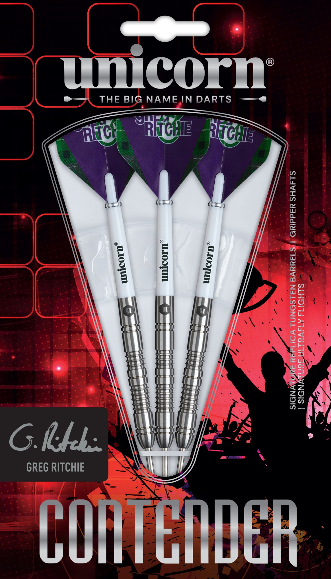 Unicorn Contender Greg Ritchie 90% Tungsten 23g Darts Set - Image 2
