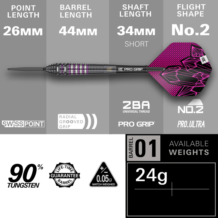 Target Lorraine Winstanley Gen 2 90% Tungsten SP 24g Darts Set - Image 4