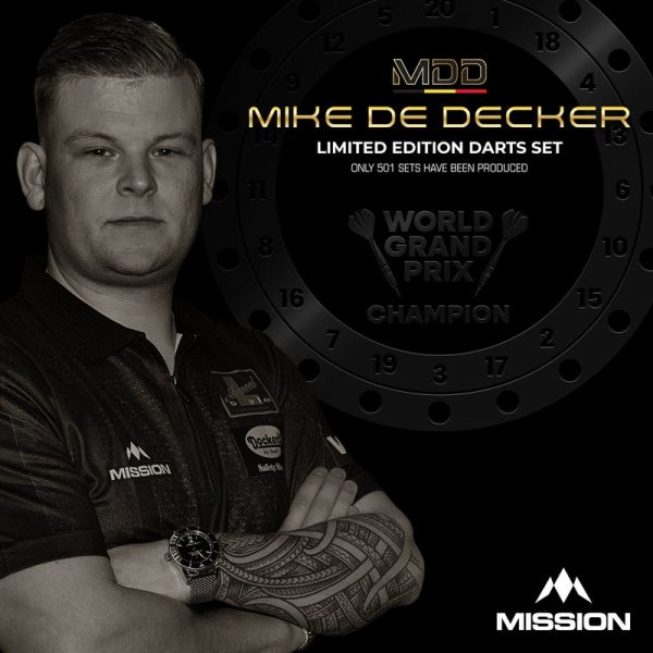 Mission Mike De Decker Limited Edition World Grand Prix 95% Tungsten 24g Darts Set - Image 7