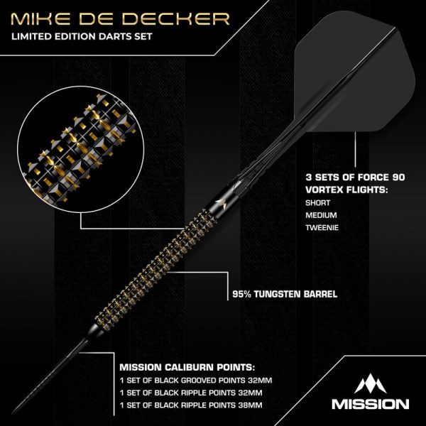 Mission Mike De Decker Limited Edition World Grand Prix 95% Tungsten 24g Darts Set - Image 5