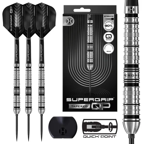 Harrows Supergrip Tapered 90% Tungsten QP Steel Tip Darts 22g