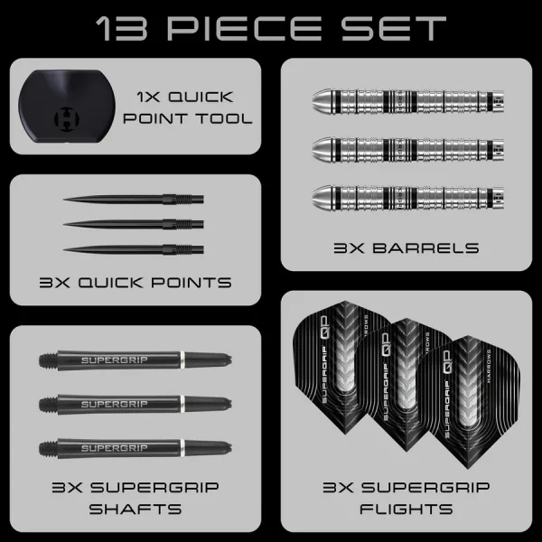 Harrows Supergrip Tapered 90% Tungsten QP Steel Tip Darts 22g - Image 6