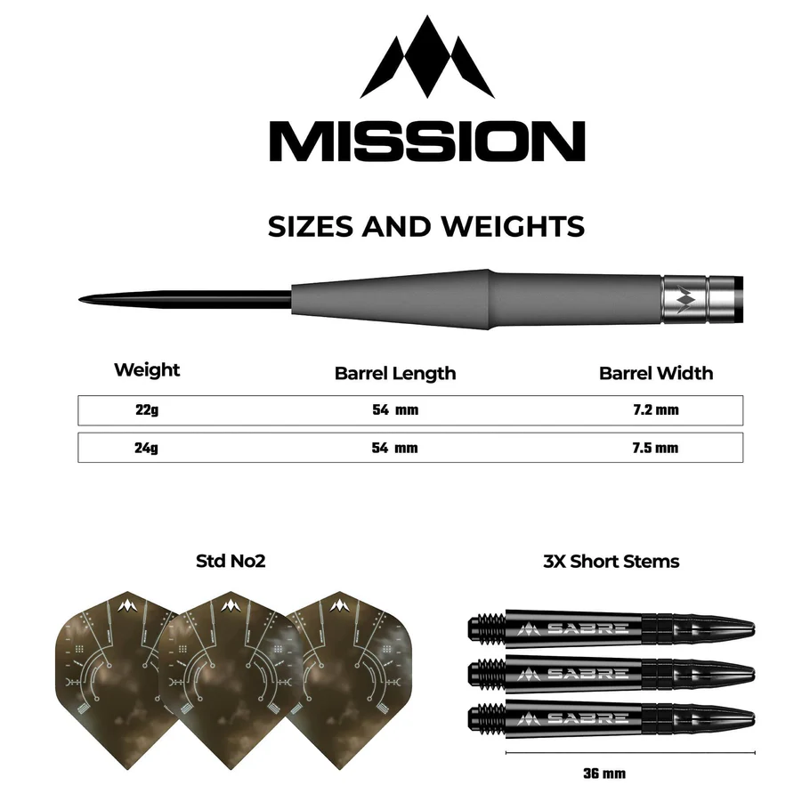 Mission Saturn Hyperion 90% Tungsten 22g Darts Set - Image 3