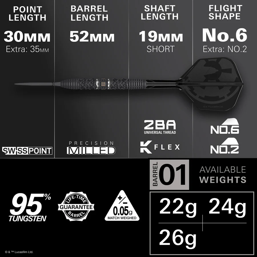 STAR WARS™ | TARGET Darth Vader 95% Tungsten Steel Tip Darts 22g - Image 2