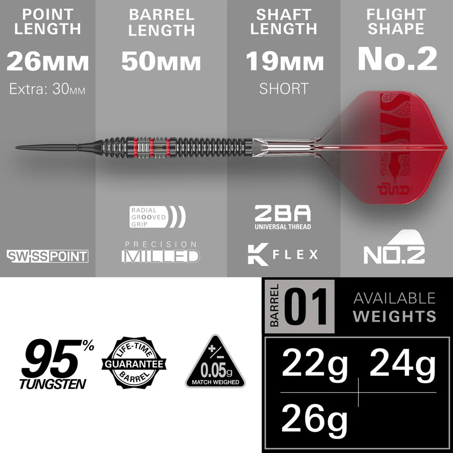 Target Nathan Aspinall Asp 95K 95% Tungsten SP Steel Tip Darts 24g - Image 3