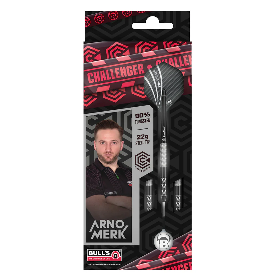 Bulls DE Arno Merk Challenger 90% Tungsten 22g Steel Tip Darts - Image 2