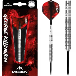 Mission George Killington Steel Tip 95% Tungsten Silver 22g Darts Set