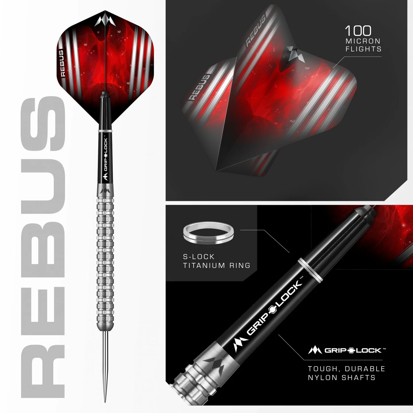 Mission Rebus Darts Steel Tip M3 Linear Grip 90% Tungsten 21g Darts Set - Image 3