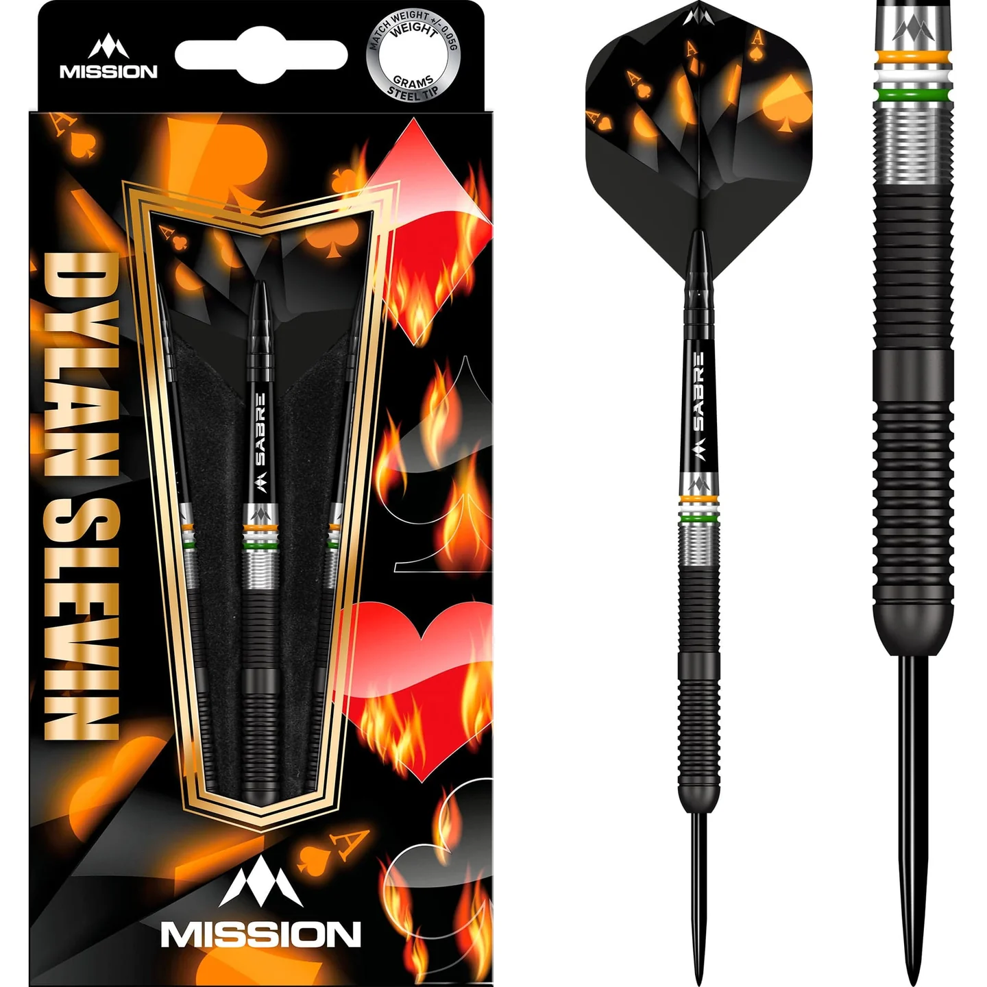 Mission Dylan Slevin Steel Tip 90% Black Titanium Oceans 21g Darts Set