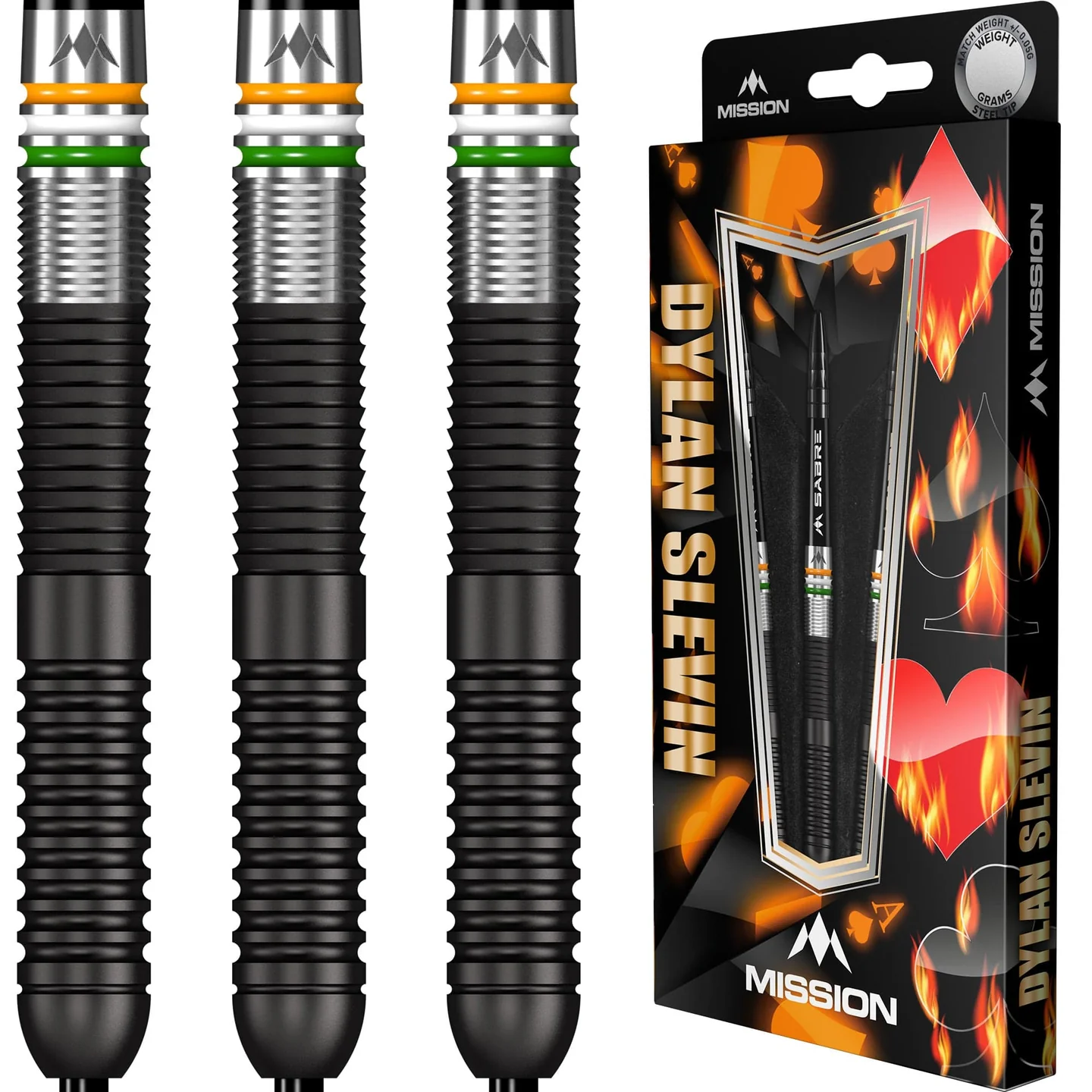 Mission Dylan Slevin Steel Tip 90% Black Titanium Oceans 21g Darts Set - Image 3