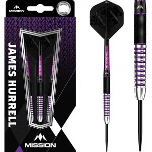 Mission James Hurrell Steel Tip Hillbilly Black & Purple 90% Tungsten 24g Darts Set
