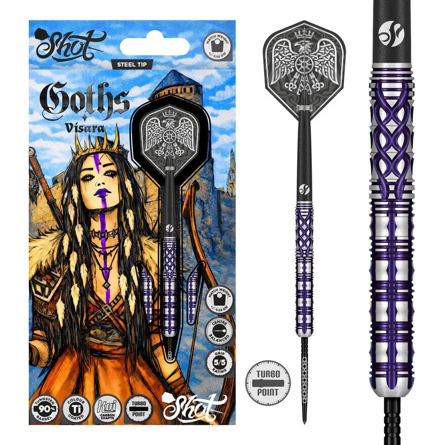 Shot Goths Visara Turbo Point 90% Tungsten Steel Tip 23g Darts Set