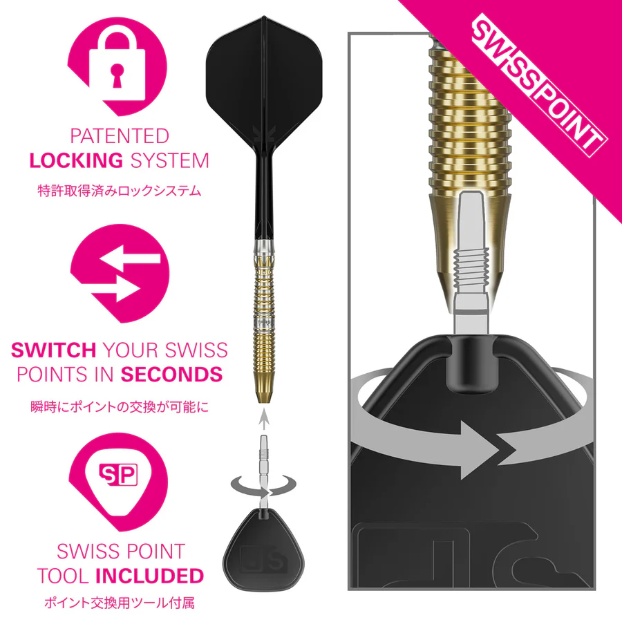 Target Japan Black Marque Enzo Swiss Point 90% Tungsten 24g Steel Tip Darts - Image 6