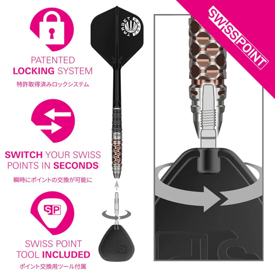 Target Japan Cathy Leung Charis G6 Swiss Point 90% Tungsten 24g Steel Tip Darts - Image 6