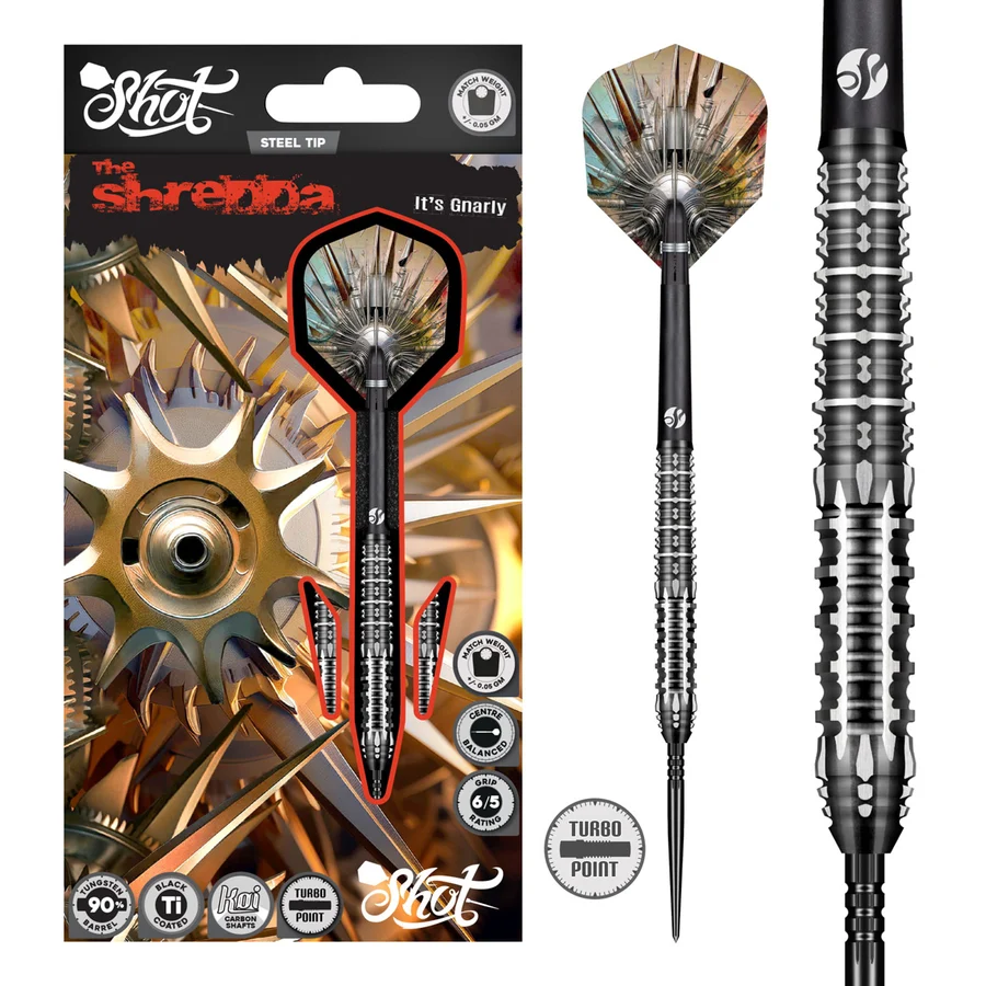 Shot Gnarly Shredda Turbo Point 90% Tungsten Steel Tip 24g Darts Set