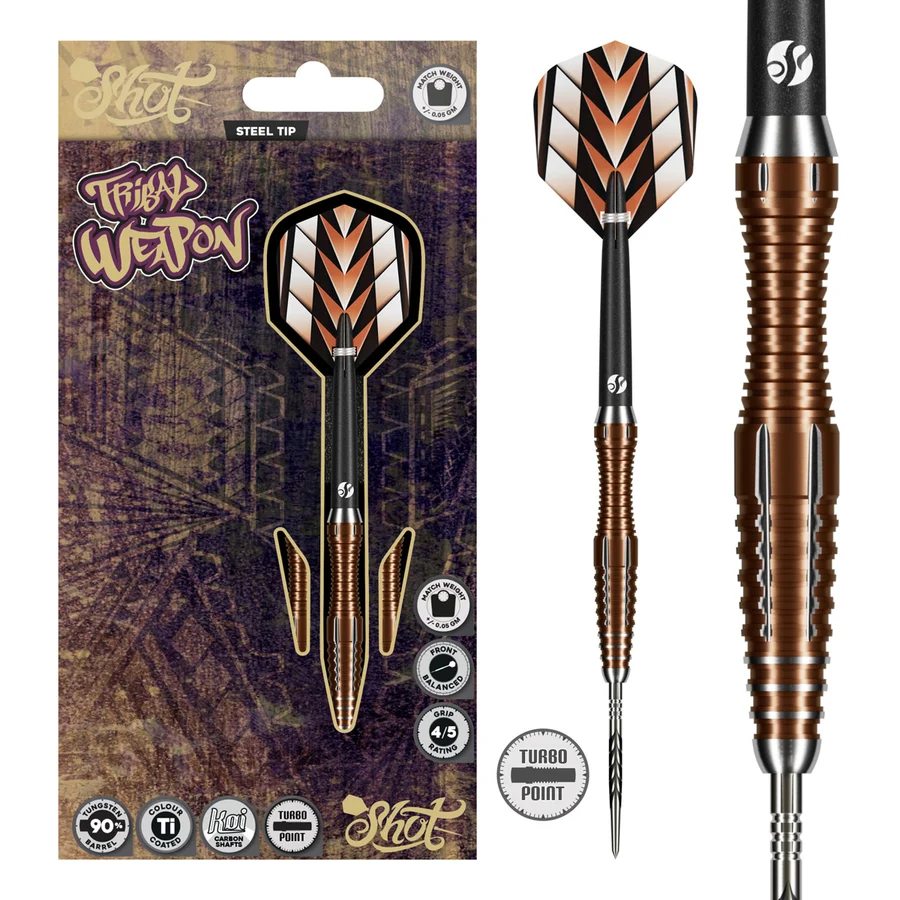 Shot Tribal Weapon 1 Series Turbo Point 90% Tungsten Steel Tip 23g Darts Set