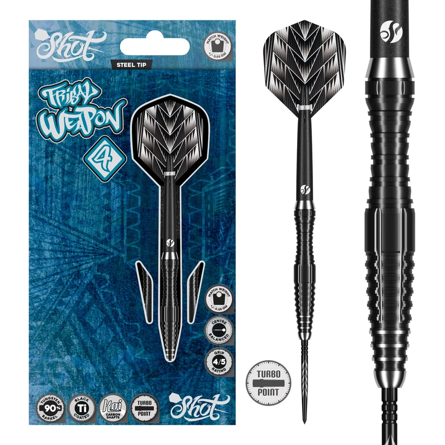 Shot Tribal Weapon 4 Series Turbo Point 90% Tungsten Steel Tip 26g Darts Set