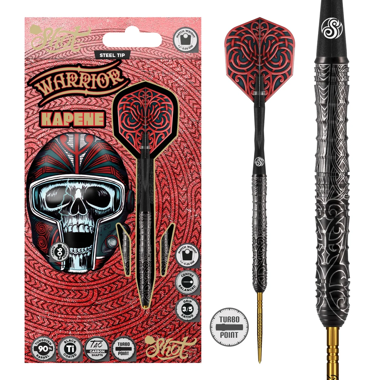 Shot Warrior Kapene Turbo Point 90% Tungsten Steel Tip 24g Darts Set