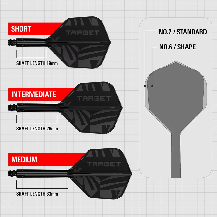 Target Printed Black K-Flex Integrated Flights & Shafts No2 Medium - Image 3