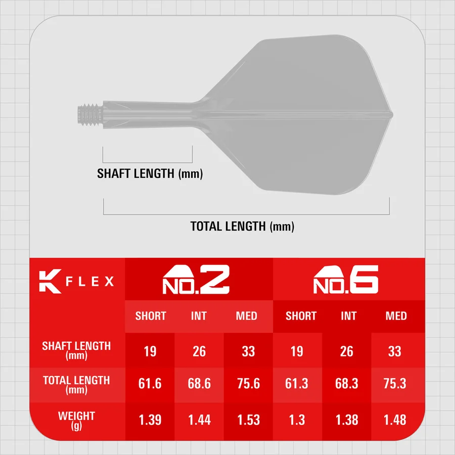 Target Printed Red K-Flex Integrated Flights & Shafts No6 Intermediate - Image 3