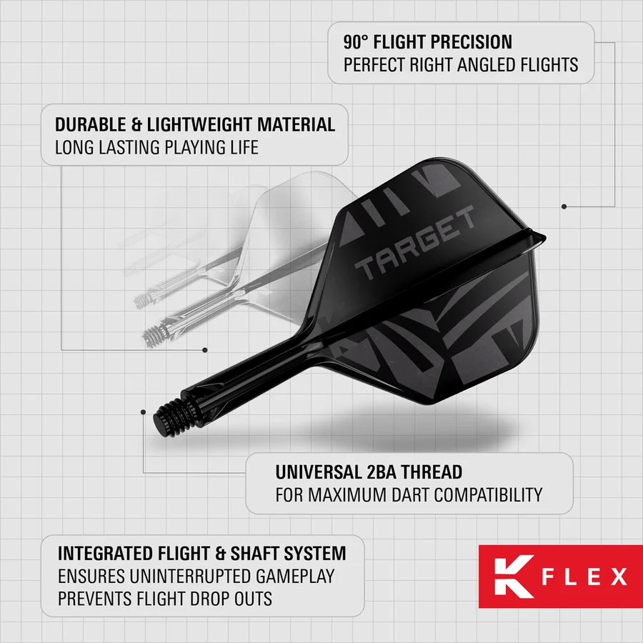Target Printed Black K-Flex Integrated Flights & Shafts No2 Medium - Image 5