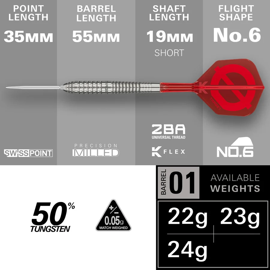 Target Group O 01 Swiss Point 50% Tungsten Steel Tip 24g Darts - Image 3