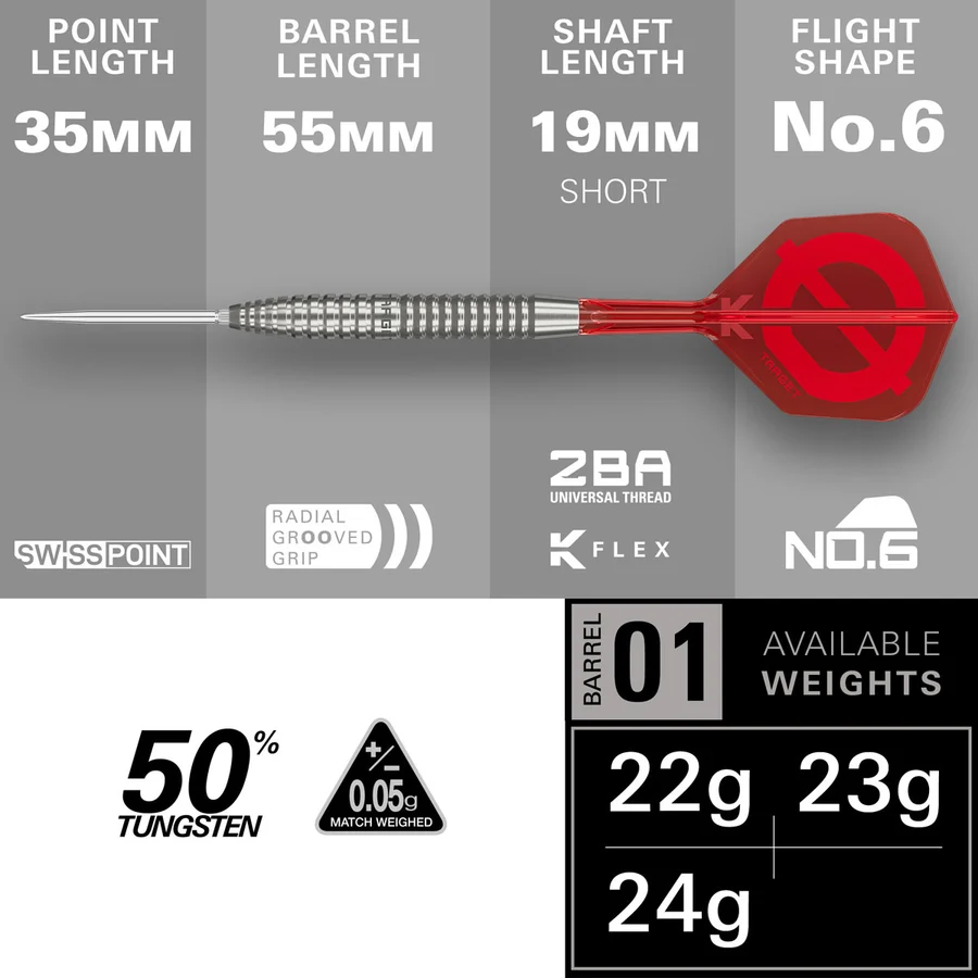 Target Group O 02 Swiss Point 50% Tungsten Steel Tip 21g Darts - Image 3
