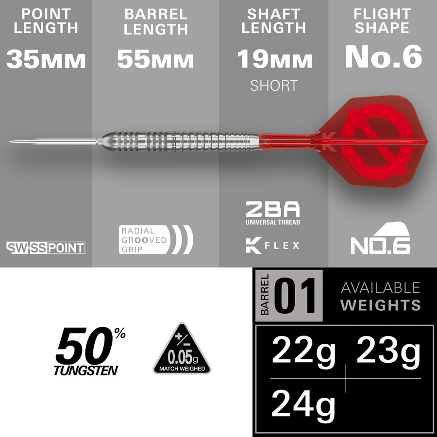 Target Group O 03 Swiss Point 50% Tungsten Steel Tip 26g Darts - Image 3