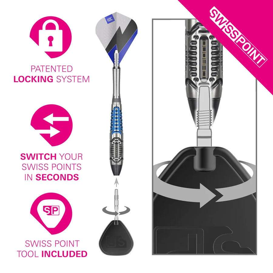 Target Phil Taylor Power Chrono Swiss Point 95% Tungsten Steel Tip 26g Darts - Image 4