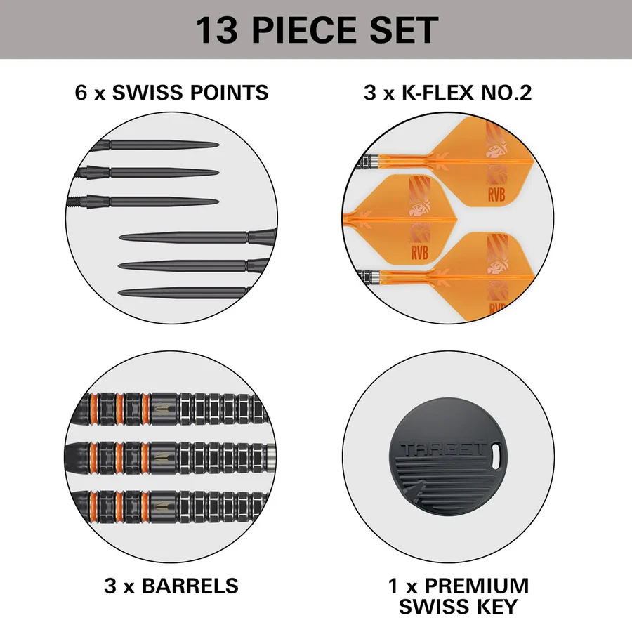 Target Raymond van Barneveld RVB 95K Swiss Point 95% Tungsten Steel Tip 25g Darts - Image 6