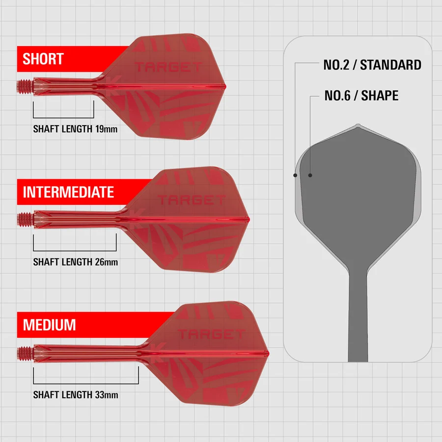 Target Printed Red K-Flex Integrated Flights & Shafts No6 Intermediate - Image 5
