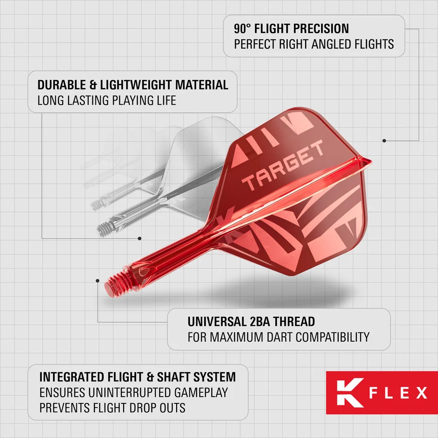 Target Printed Red K-Flex Integrated Flights & Shafts No6 Intermediate - Image 4