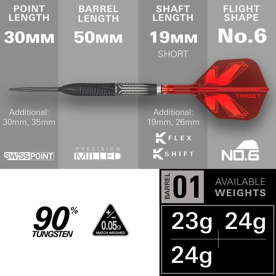 Target Shift Swiss Point 90% Tungsten Steel Tip 23g Darts - Image 3