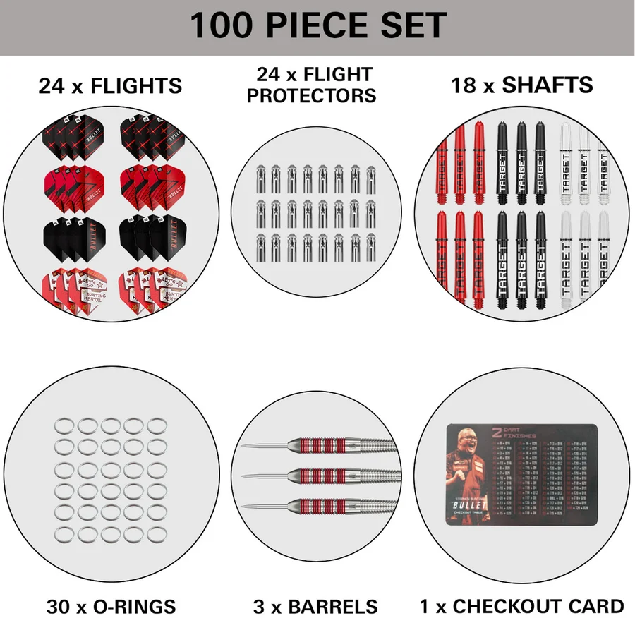 Target Stephen Bunting 100 Piece Brass 22g Darts Set - Image 6