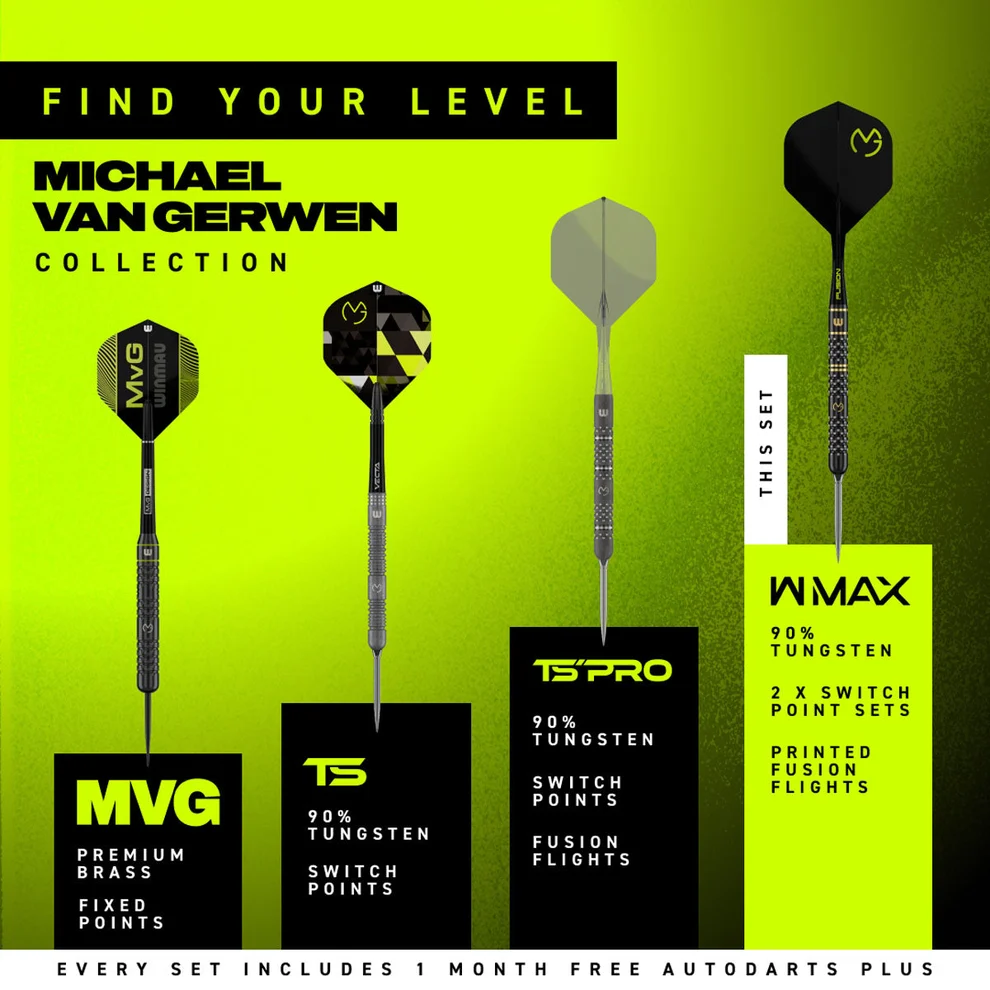 Winmau Michael van Gerwen MvG TS Switch Point 90% Tungsten Steel Tip 23g Darts - Image 8